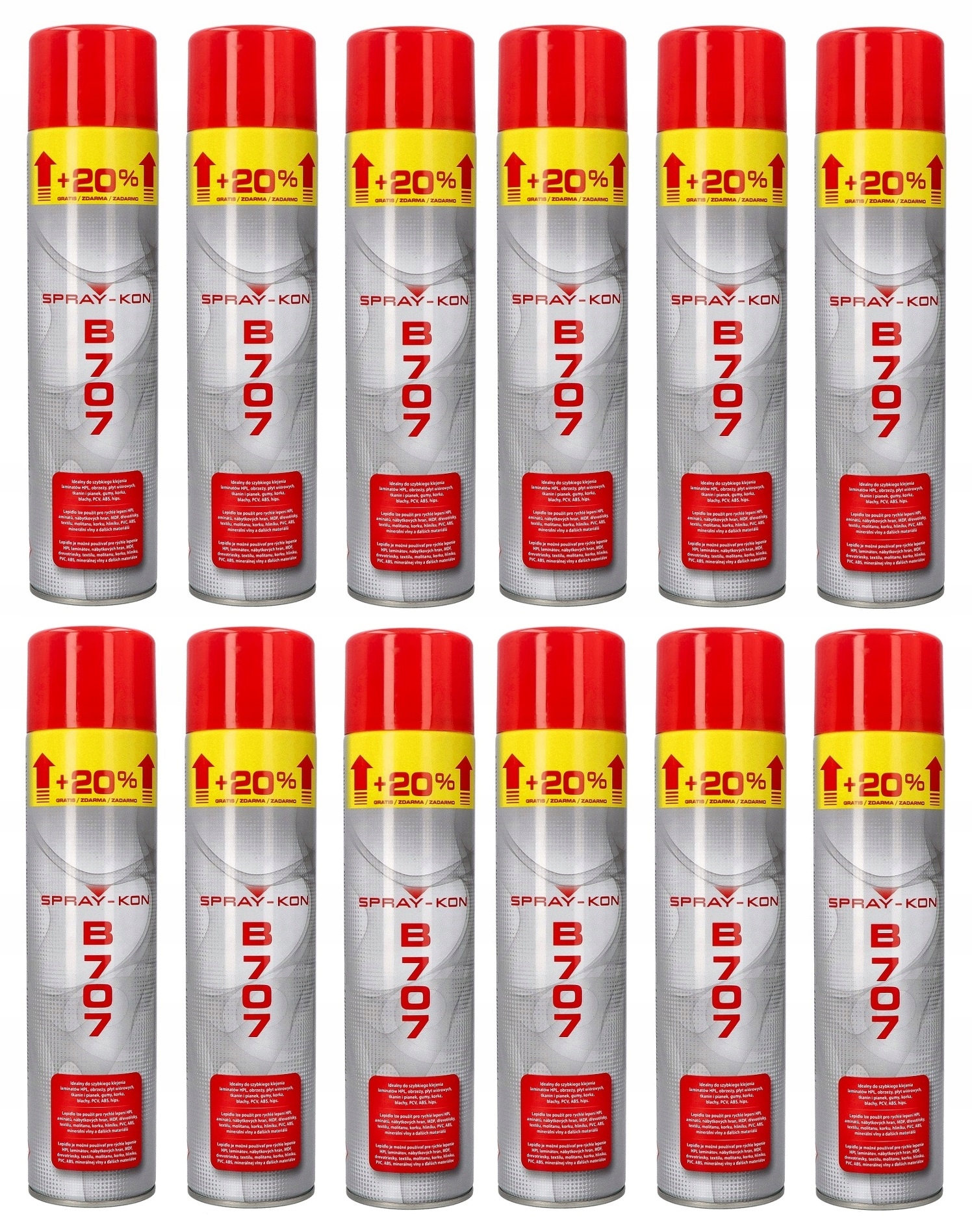 Kontaktné lepidlo Súprava 12 kusov Spray-kon B707